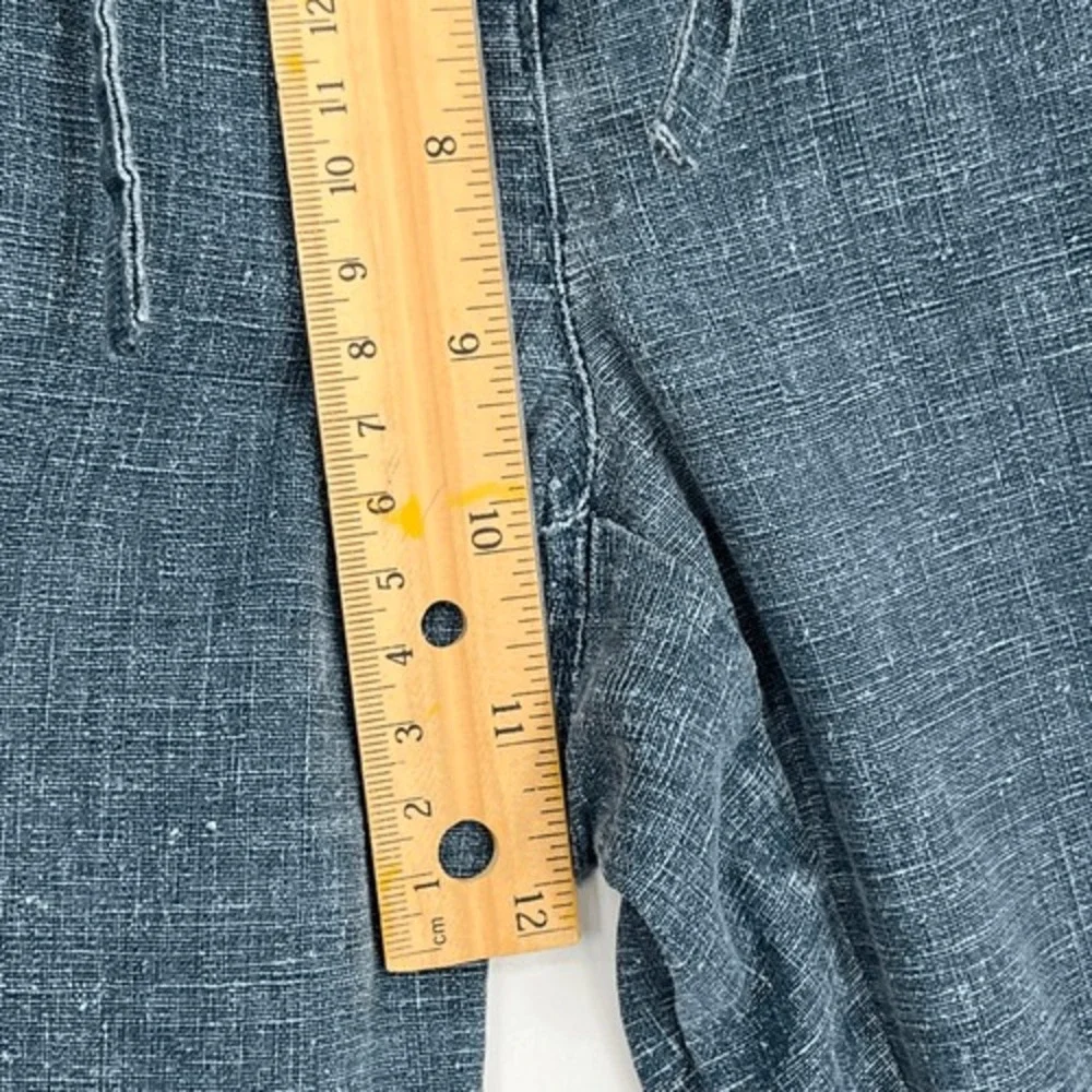 H&M L.O.G.G. Linen Jogger Pants Womens 10 Blue Drawstring Coastal Casual